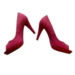 Style & Co Pink Snakeskin Peep Toe High Heels Size 6.5